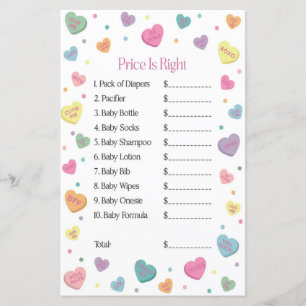 Sweetheart Candy Price is Right Baby Shower Game