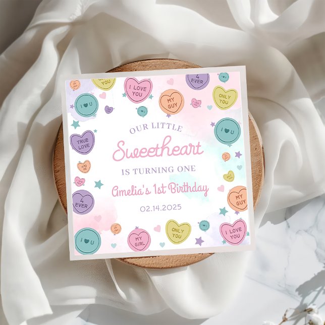 Sweetheart Candy Valentine Birthday Paper Napkin (Creator Uploaded)