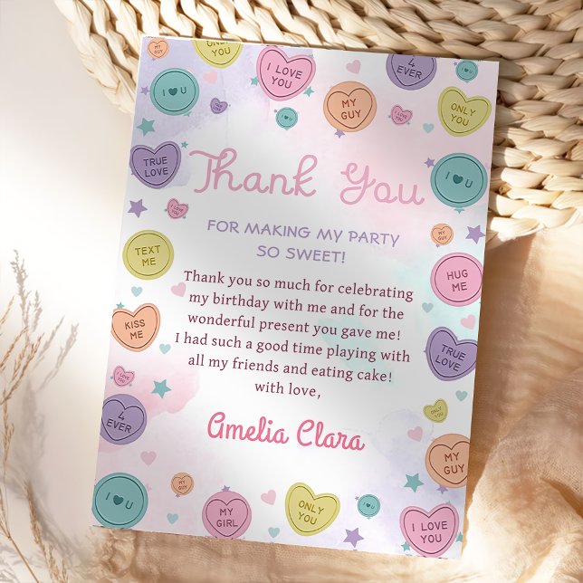 Sweetheart Candy Valentine Birthday Thank You Card (Creator Uploaded)