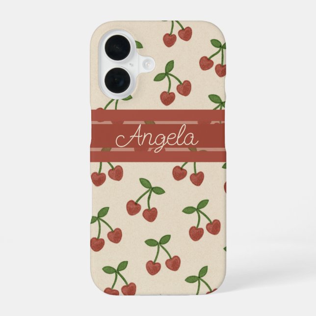 Sweetheart Cherries iPhone 16 Case (Back)