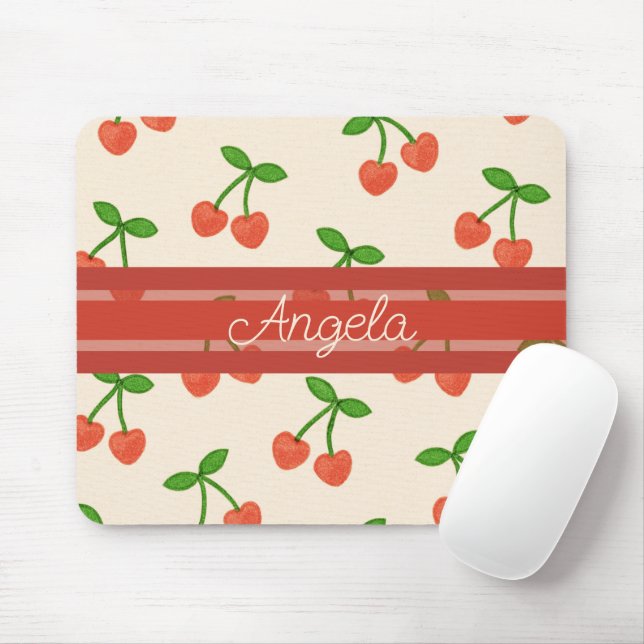 Sweetheart Cherries Mouse Mat (With Mouse)