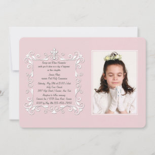 Sweetheart Corners Photo Religious Invitation