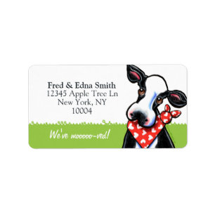 Sweetheart Cow Moved Custom Tagline Label