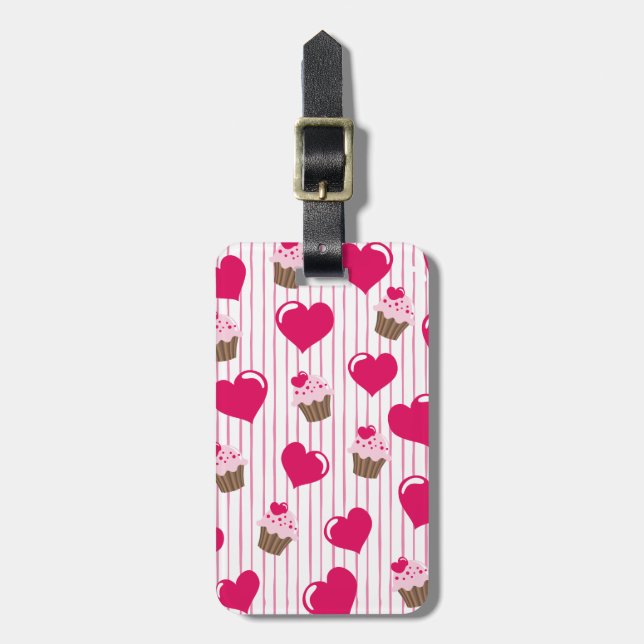 Sweetheart Cupcakes Luggage Tag (Front Vertical)