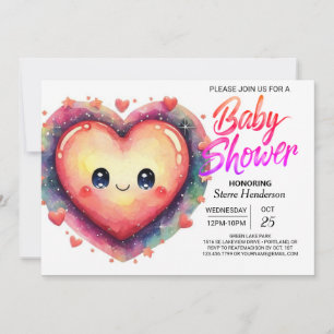 Sweetheart Cute Heart Pink Hearts Baby Shower Invitation