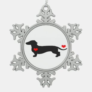 Sweetheart Dachshund Snowflake Pewter Christmas Ornament
