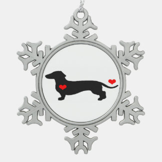 Sweetheart Dachshund Snowflake Pewter Christmas Ornament