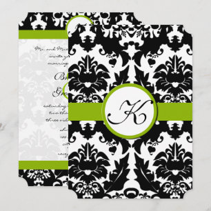 Sweetheart Damask Greenery Wedding Invitations