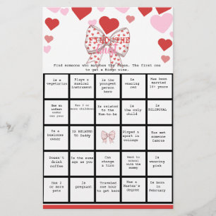 Sweetheart Find the Guest Bingo Baby Shower Game  Flyer