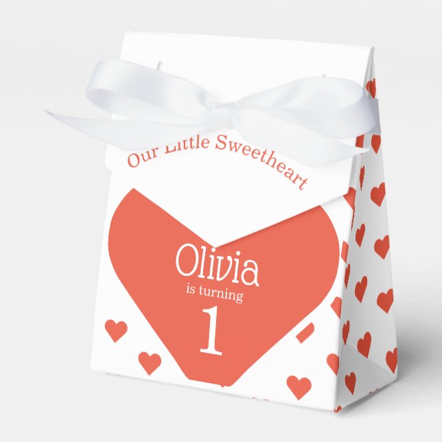 Sweetheart First Birthday Party Red Heart Tent Favour Box (Front Side)