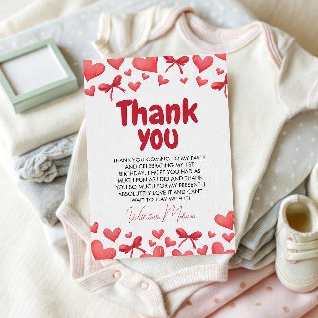 Sweetheart First Birthday Thank You Card (Creator Uploaded)
