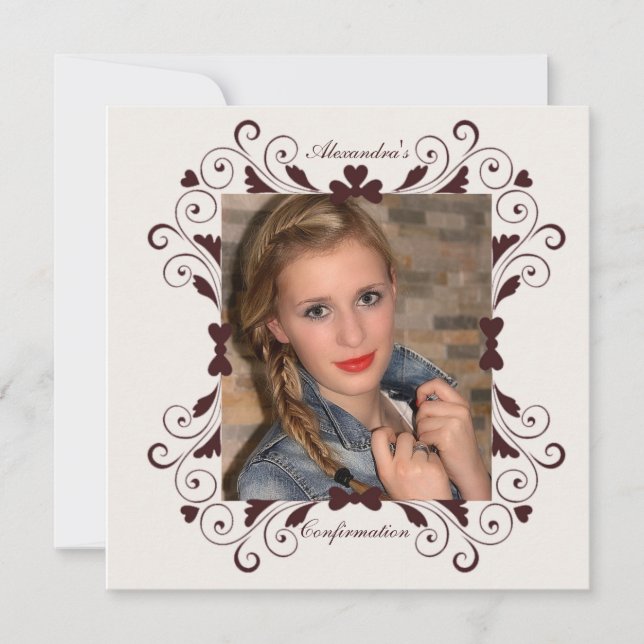 Sweetheart Frame Photo Confirmation Invitation (Front)