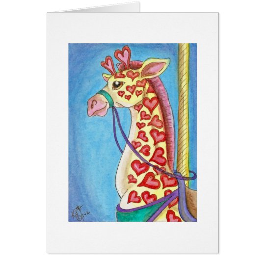 Sweetheart Giraffe Valentine's Carousel Animal Card