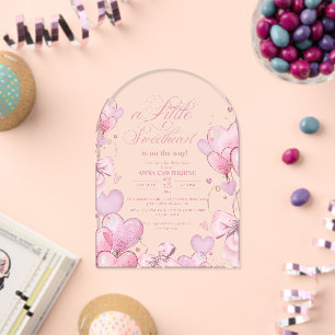 Sweetheart Girl Baby Shower Acrylic Invitations