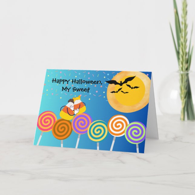 Sweetheart Halloween with Candy Corn Couple Card (Front)