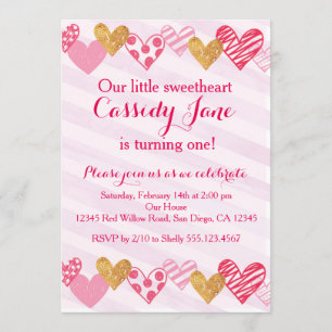 Sweetheart Heart Birthday Invitation