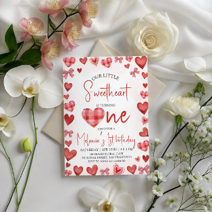 Sweetheart Heart First Birthday Invitation