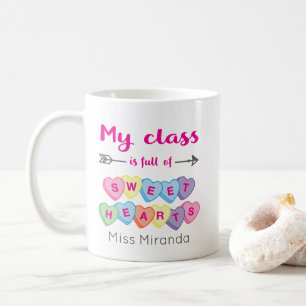 Sweetheart Hearts Personalised Teacher Valentines Coffee Mug