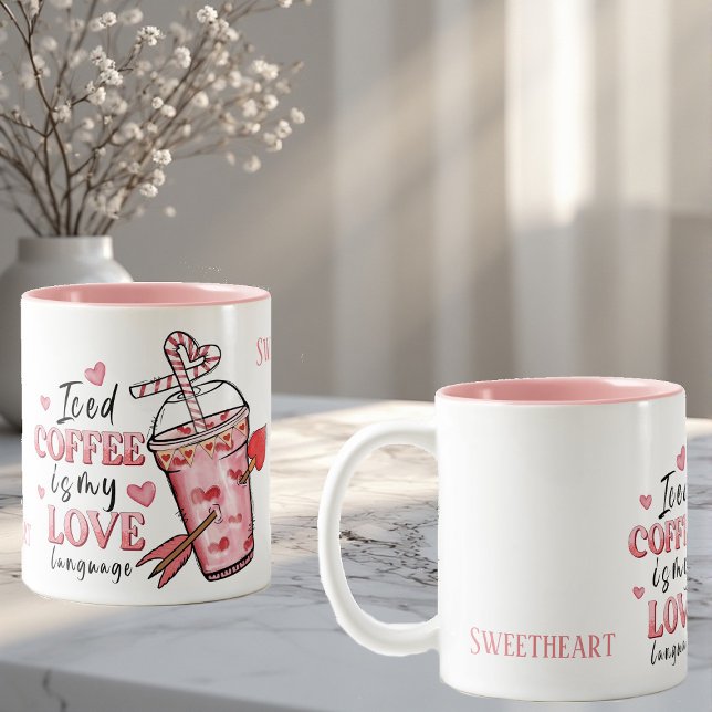 Sweetheart Iced Coffee is My Love Funky Customized Two-Tone Coffee Mug (Sweetheart Iced Coffee is My Love Funky Customized Two-Tone Coffee Mug)