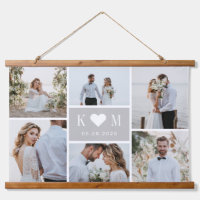 Sweetheart Initials Couple Photo Wall Tapestry
