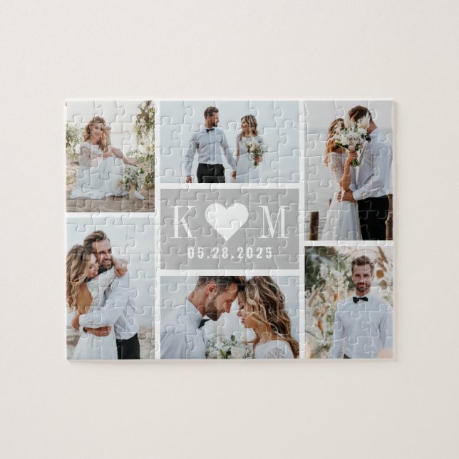 Sweetheart Initials Editable Colour Photo Puzzle (Horizontal)