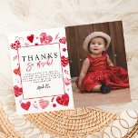 Sweetheart Kids Photo Birthday Party Thank You<br><div class="desc">"Get ready to give thanks with these Sweetheart Birthday Party Thank you cards! These thank you cards are perfect for all the February birthdays out there, on or near valentines day. Featuring a fun and modern design with a variety of red watercolor hearts, and a photo of the birthday girl,...</div>
