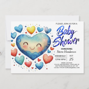 Sweetheart Little Hearts Elegant Boy Baby Shower Invitation
