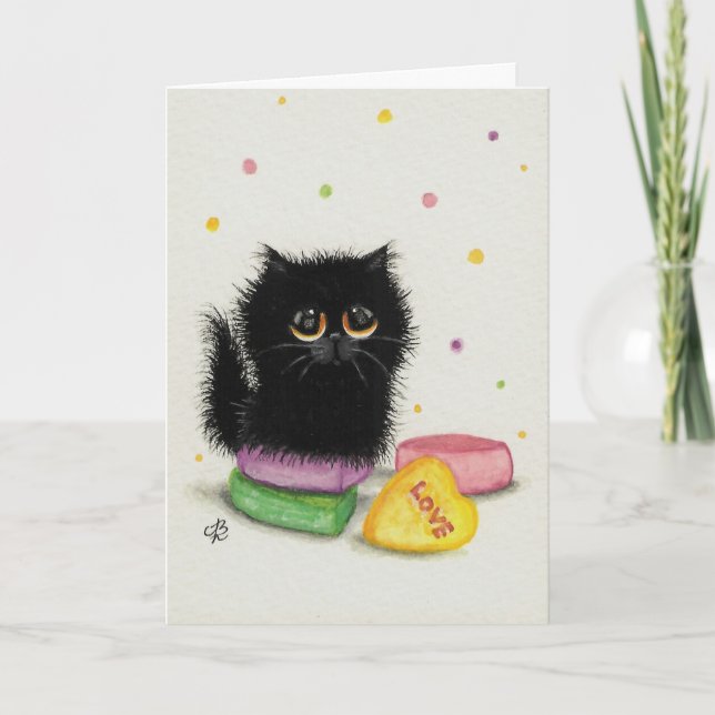 Sweetheart Love Valentines' Day Cat Card (Front)