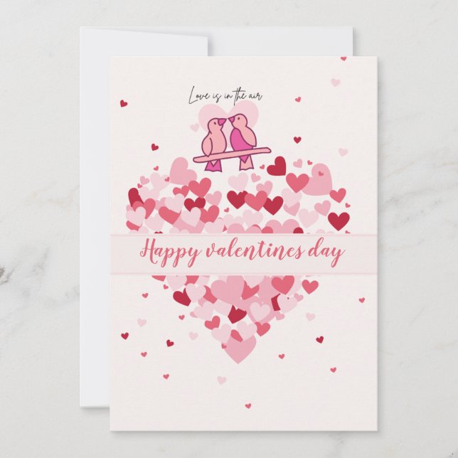 Sweetheart Lovebirds Heart Card – Happy Valentin (Front)