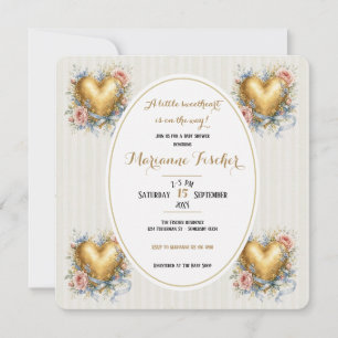 Sweetheart neutral Fleur de Lys Baby Shower invite