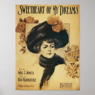 Sweetheart of My Dreams Vintage Songbook Cover Poster