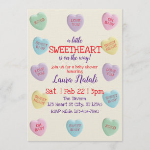 Sweetheart on the Way, Candy Baby Shower Invitation