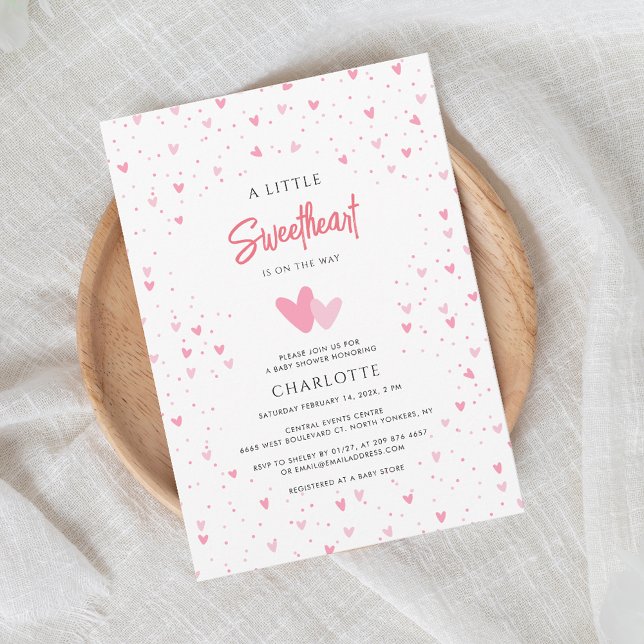 Sweetheart on the Way Girl Baby Shower Invitation (Sweetheart on the Way Girl Baby Shower Invitation)