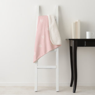 Sweetheart Pastel Pink White Small Sherpa Blanket