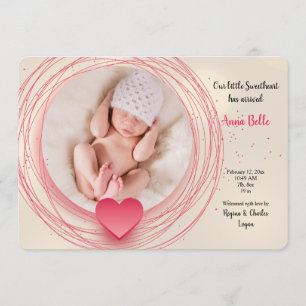 Sweetheart Photo Birth Announcement