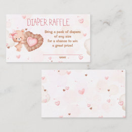 Sweetheart Pink Baby Shower Diaper Raffle Card