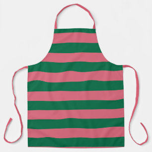 Sweetheart Pink Pickle Green Stripe Apron