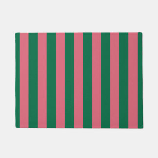 Sweetheart Pink Pickle Green Stripe Doormat