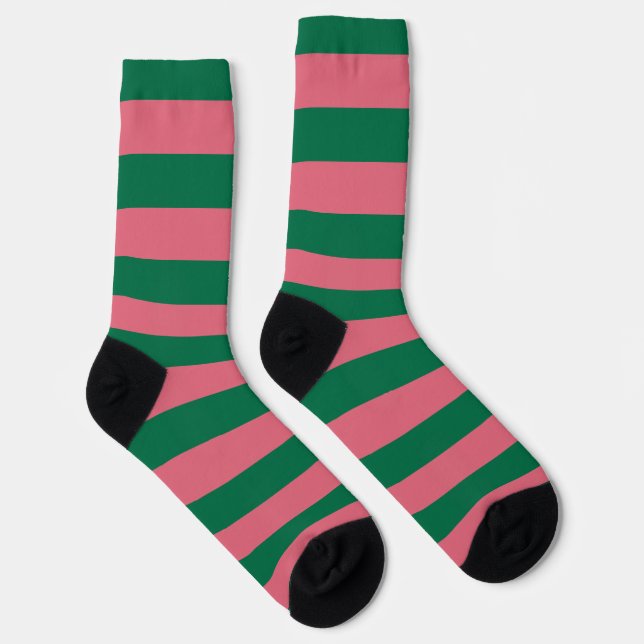 Sweetheart Pink Pickle Green Stripe Socks (Right)