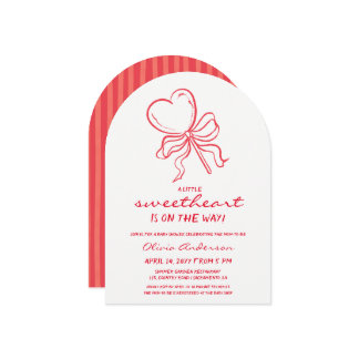 Sweetheart pinstripes lollypop Baby Shower Invitation