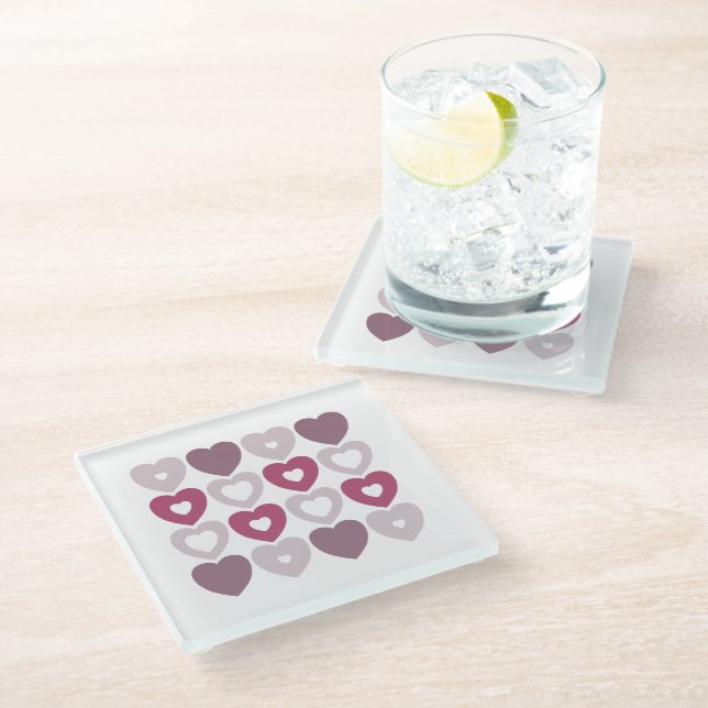 Sweetheart Quilt Glass Coaster (Angled)