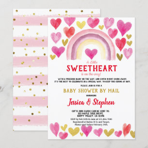 Sweetheart Rainbow Baby Shower By Mail Watercolor Invitation