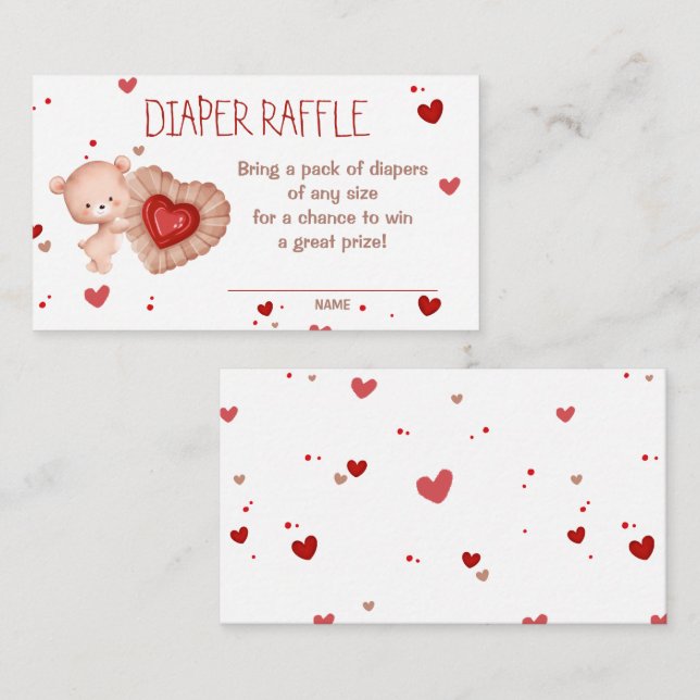 Sweetheart Red Baby Shower Diaper Raffle Card (Front/Back)