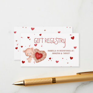 Sweetheart Red Baby Shower Gift Registry Card