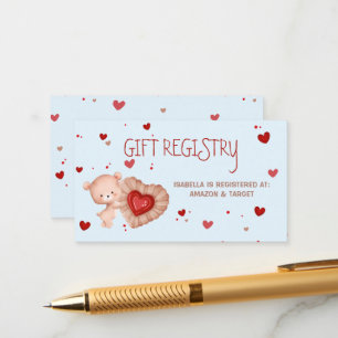 Sweetheart Red Blue Baby Shower Gift Registry Card