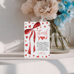 Sweetheart Red Bow Thank You Card<br><div class="desc">Send a heartfelt thanks with this watercolor red bow thank you card. Matching the sweetheart birthday theme,  it features lovely red hearts and elegant typography. Perfect for expressing gratitude to guests after your little girl's first birthday celebration.</div>