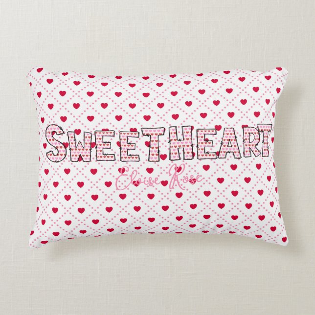 Sweetheart Red Pink Personalised Decorative Cushion (Front)