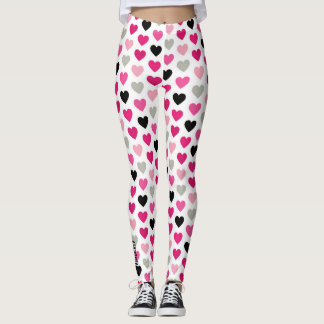 Sweetheart Scribbles: Pink and Black Heart Legging