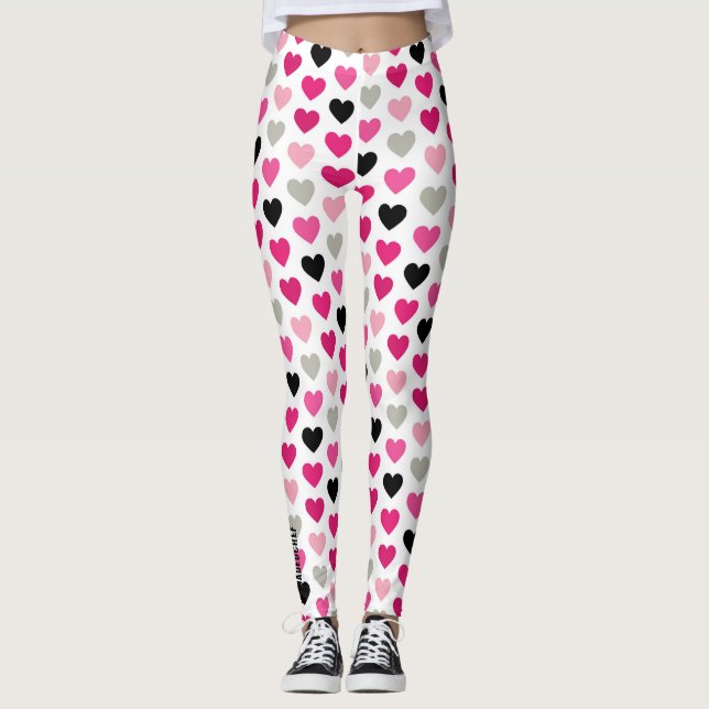 Sweetheart Scribbles: Pink and Black Heart Legging (Front)