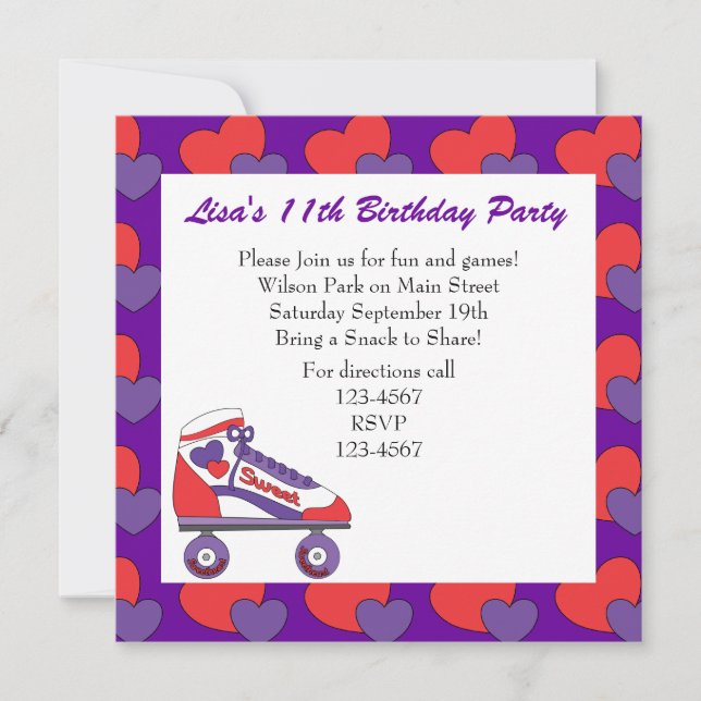 Sweetheart Skate Invitation (Front)